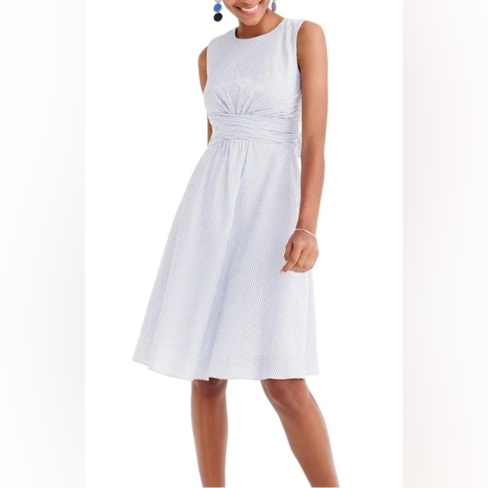 J. Crew Tie Waist Seersucker Dress - Size 4